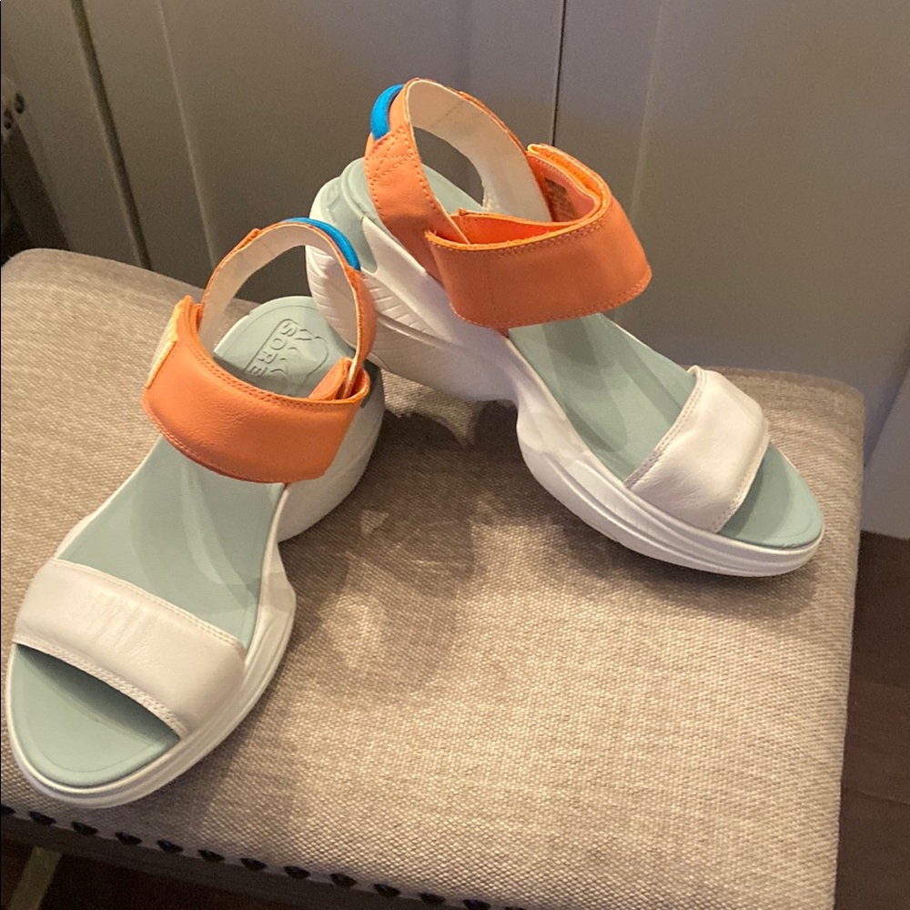 White and Orange Platform Sandals